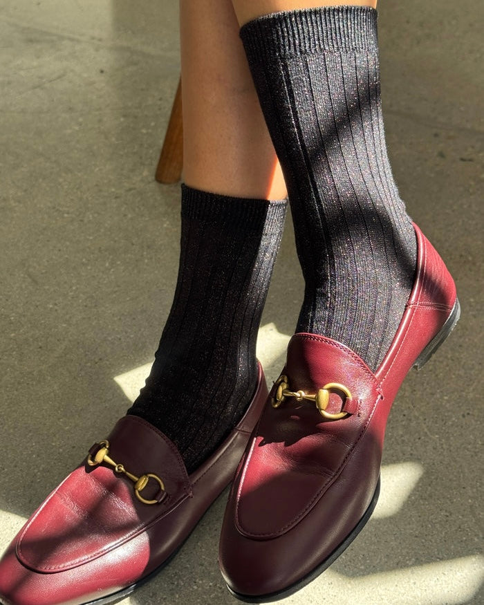 Le Bon Shoppe | Her Socks | Copper black Glitter