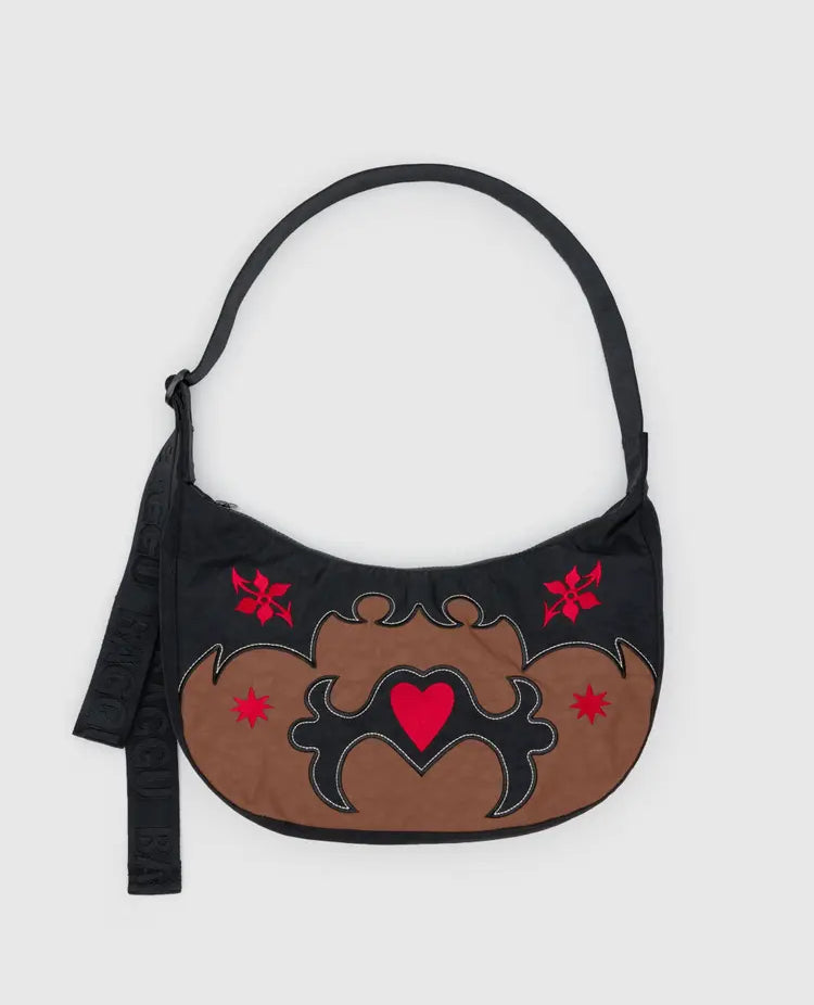 Baggu | Medium Crescent Nylon bag | Western Applique