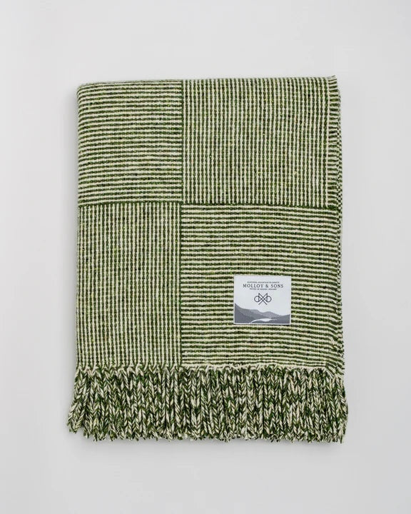 Molloy & Sons | Basket Weave Blanket | Landscape Green