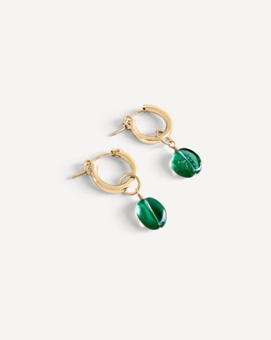 Sheena Marshall | Sage Vintage glass hoop Earring | Gold Fill