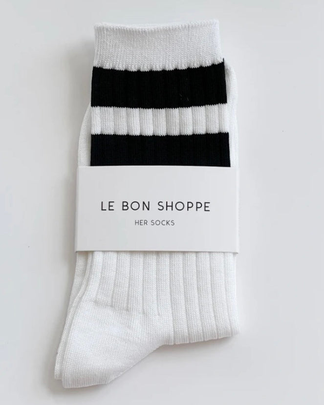 Le Bon Shoppe | Her Varsity Socks | White Black