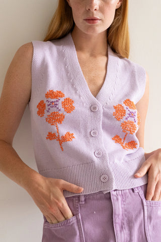 Tiny Big Sister | Patric Embroidered Vest | Orchid