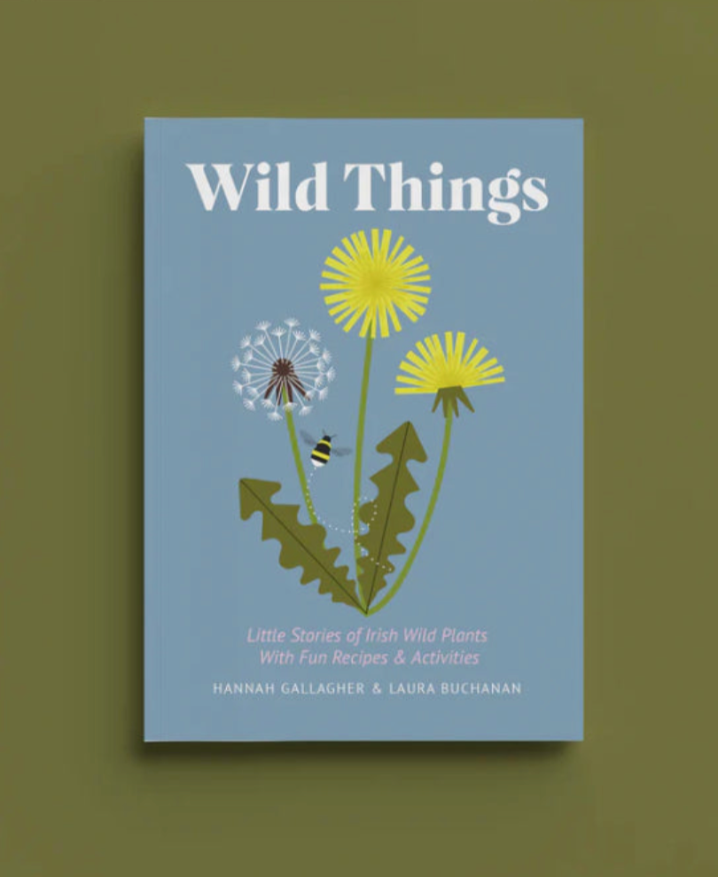 Wild things book, image of dandelion on blue background
