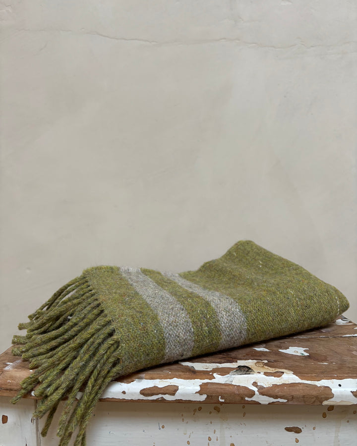 McNutt | Unisex Forever Lambswool Scarf | Olive Stripe
