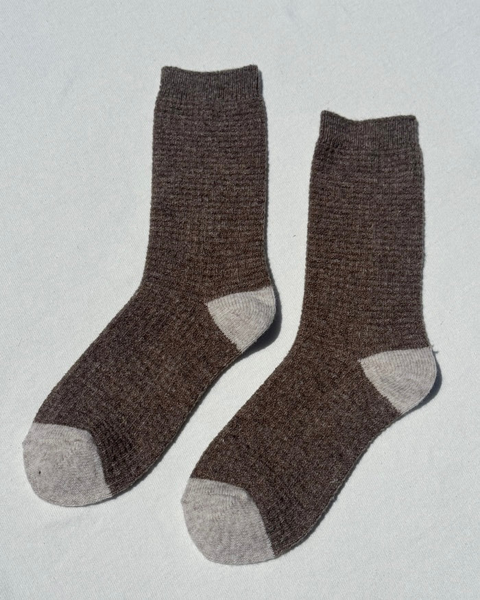 Le Bon Shoppe | Wool Waffled Socks | Brown Oatmeal