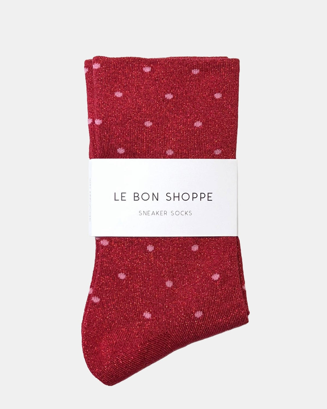 Le Bon Shoppe | Lurex Patterned Sneaker socks | Red Pink
