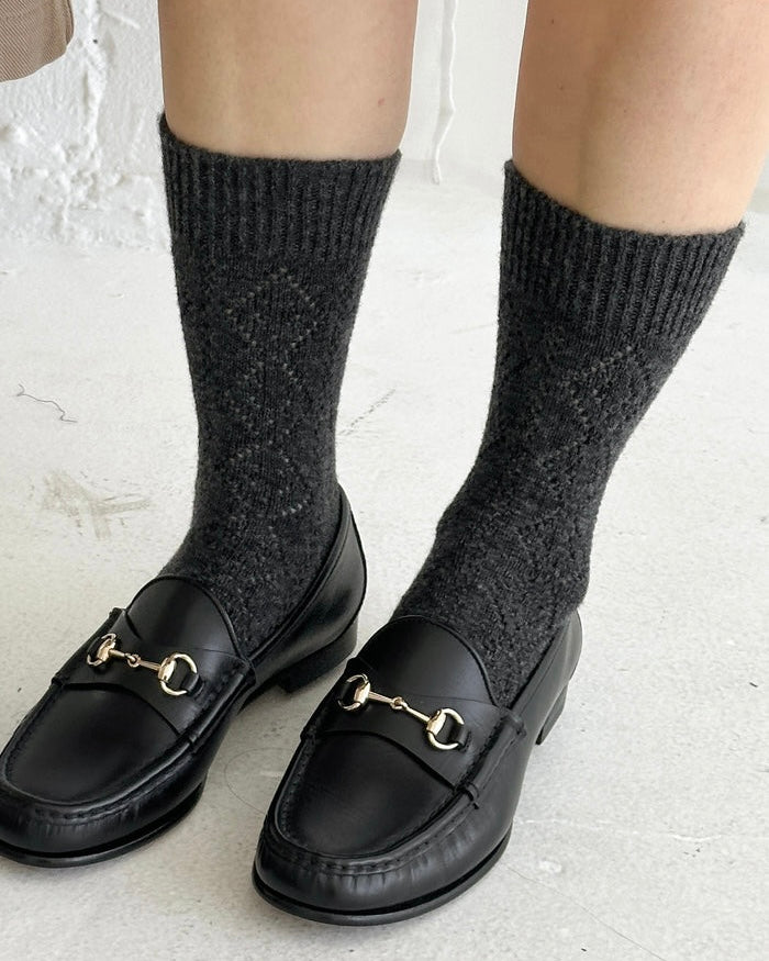 Le Bon Shoppe | Cashmere Pointelle Socks | Charcoal
