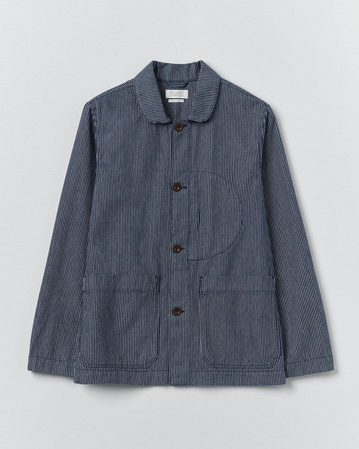 Toast | Hickory Stripe Denim Chore Jacket | Ecru/Indigo