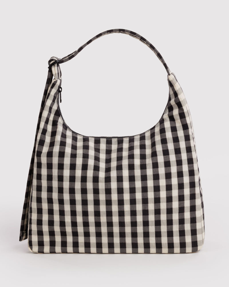 Baggu | Nylon Shoulder Bag | Black and cream gingham