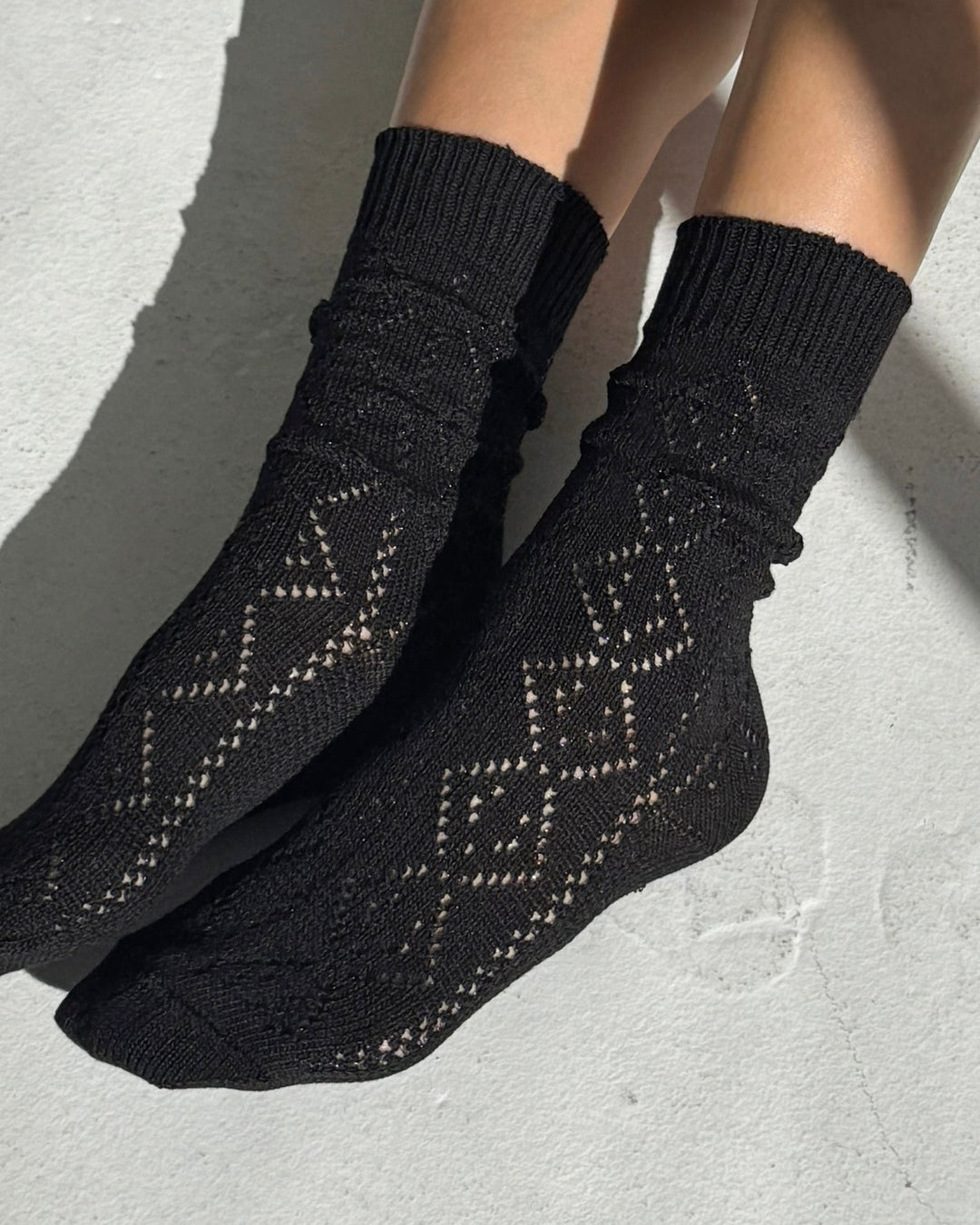 Le Bon Shoppe | Modal eyelet socks | Jet Black