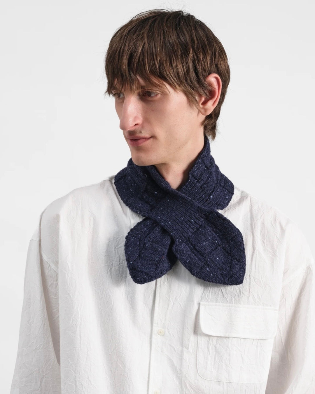YMC | Donegal Waffle Slot Scarf | Grey or Navy