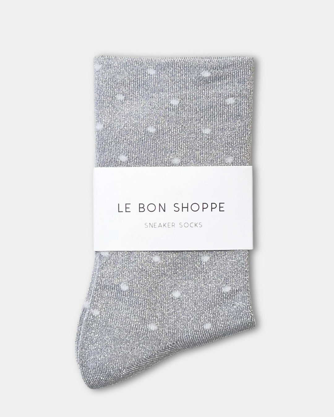 Le Bon Shoppe | Lurex Patterned Sneaker socks | Silver White
