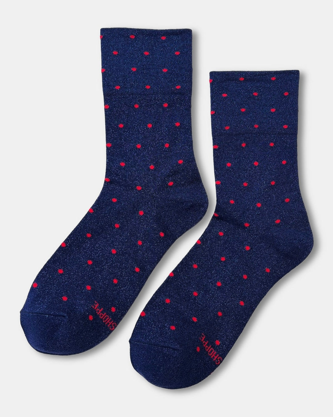 Le Bon Shoppe | Lurex Patterned Sneaker socks | Ink Blue/ Red