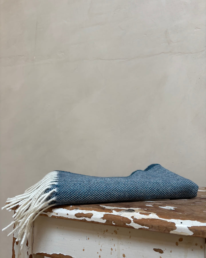 McNutt | Unisex Lambswool Scarf | Kingfisher Herringbone