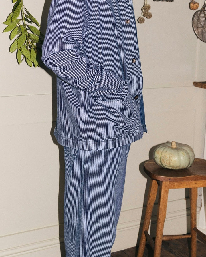 Toast | Hickory Stripe Denim Chore Jacket | Ecru/Indigo