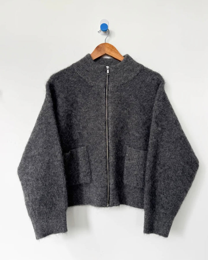 Le Bon Shoppe | Alpaca Zip Front Jacket | Charcoal