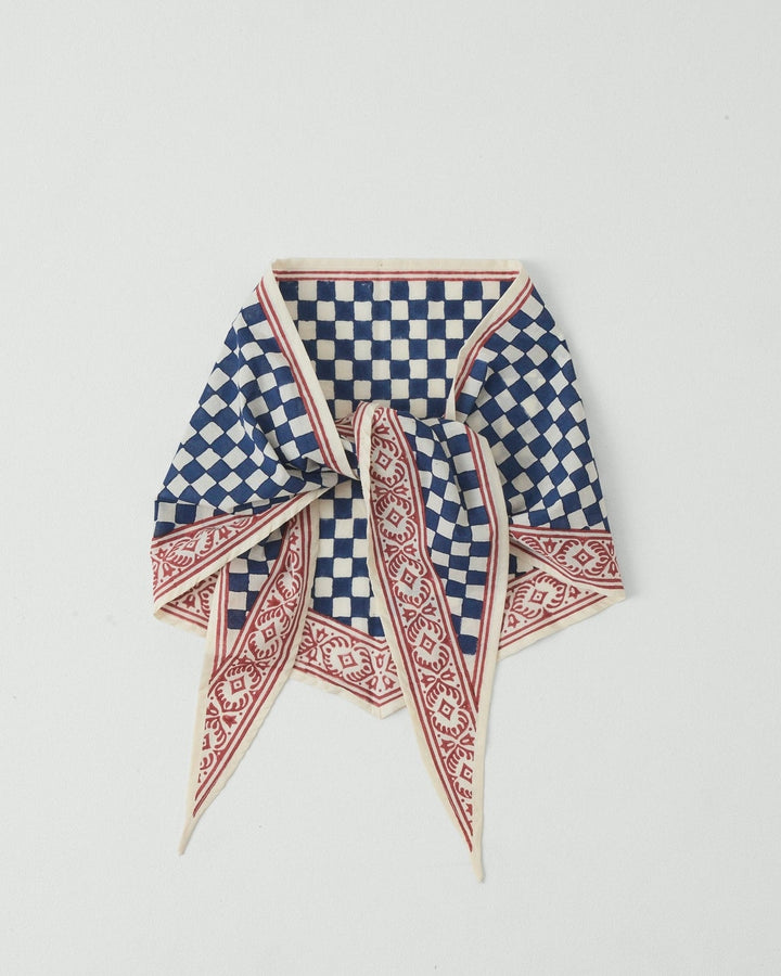 Toast | Block Print Cook check bandana | Provençal Blue