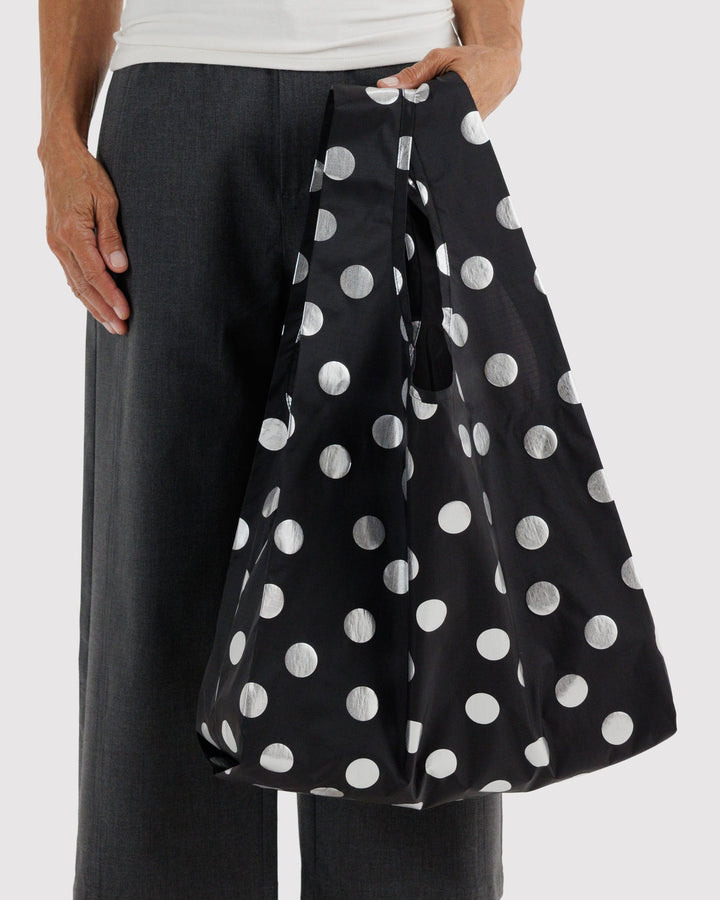 Baggu | Reusable Bag | Silver Metallic Polka Dot