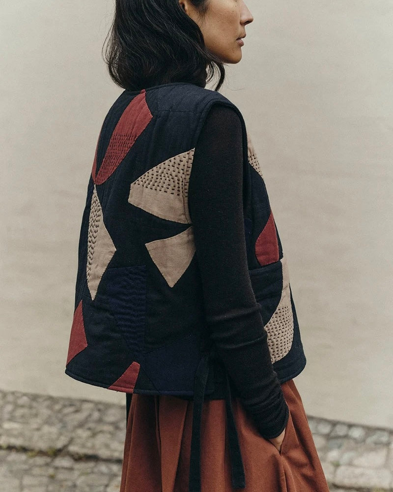 TOAST | Migration Patchwork Side Tie Waistcoat | Slate/Brick