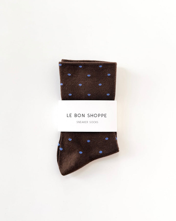 Le Bon Shoppe | Sneaker Socks | polka dot cacao blue