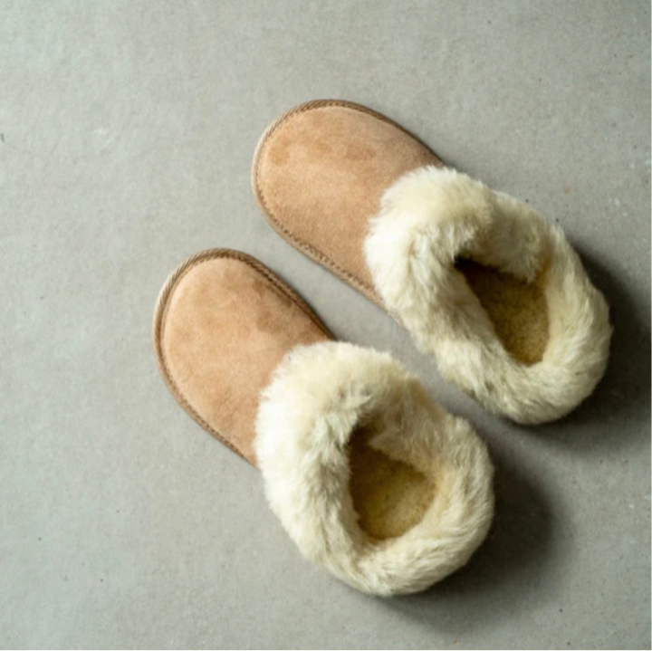 Unisex Sheepskin backless Slippers with Trim