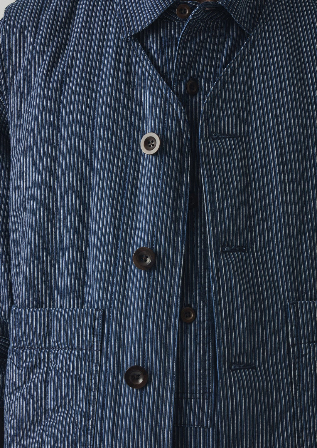 Toast | Railroad Stripe Padded Gilet | Denim Blue