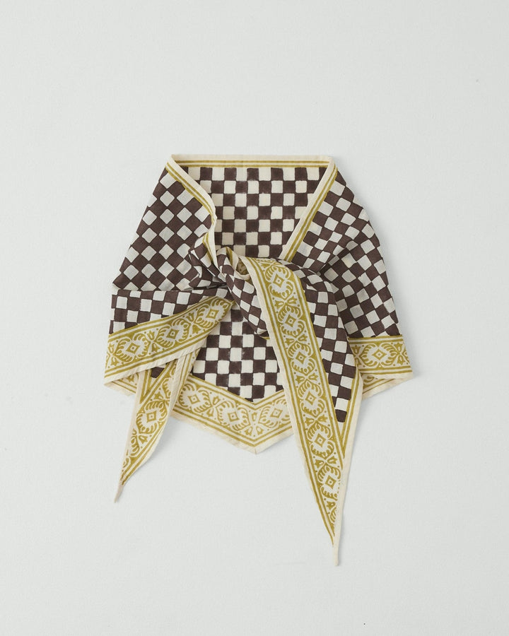 Toast | Block Print Cook check bandana | Dark Chocolate