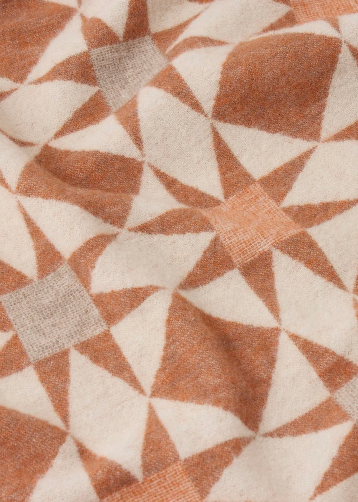 Toast | Jacquard Star Wool Blanket | Rust/Soft Peach