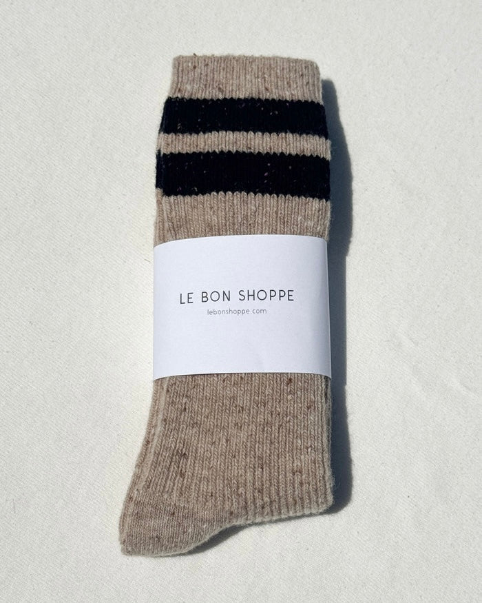 Le Bon Shoppe | Snow Varsity Socks | Beige Black