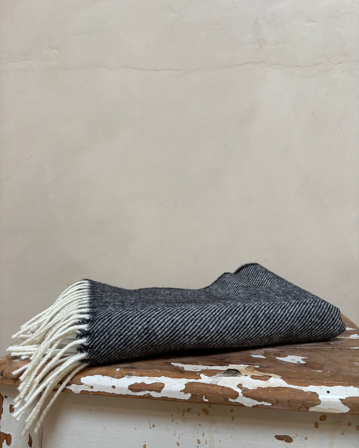 McNutt | Unisex Lambswool Scarf | Black Large Herringbone