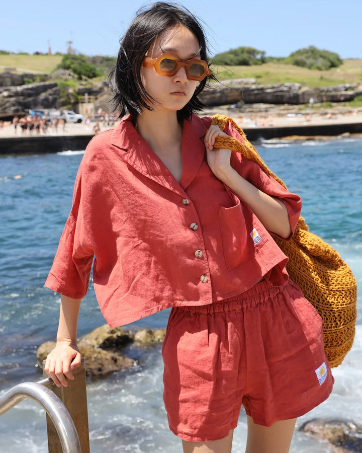 LF Markey | Maxim Linen Shirt | Paprika