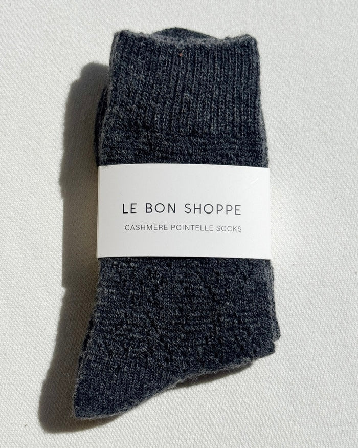 Le Bon Shoppe | Cashmere Pointelle Socks | Charcoal