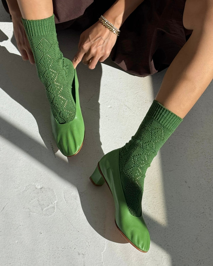Le Bon Shoppe | Modal eyelet socks | Palm Green