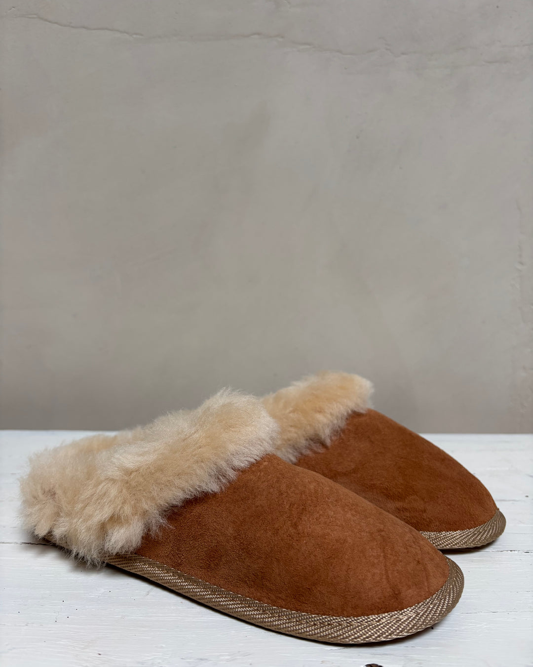 Unisex Sheepskin backless Slippers with Trim