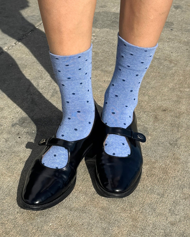 Le Bon Shoppe | Sneaker Socks | polka dot blue navy