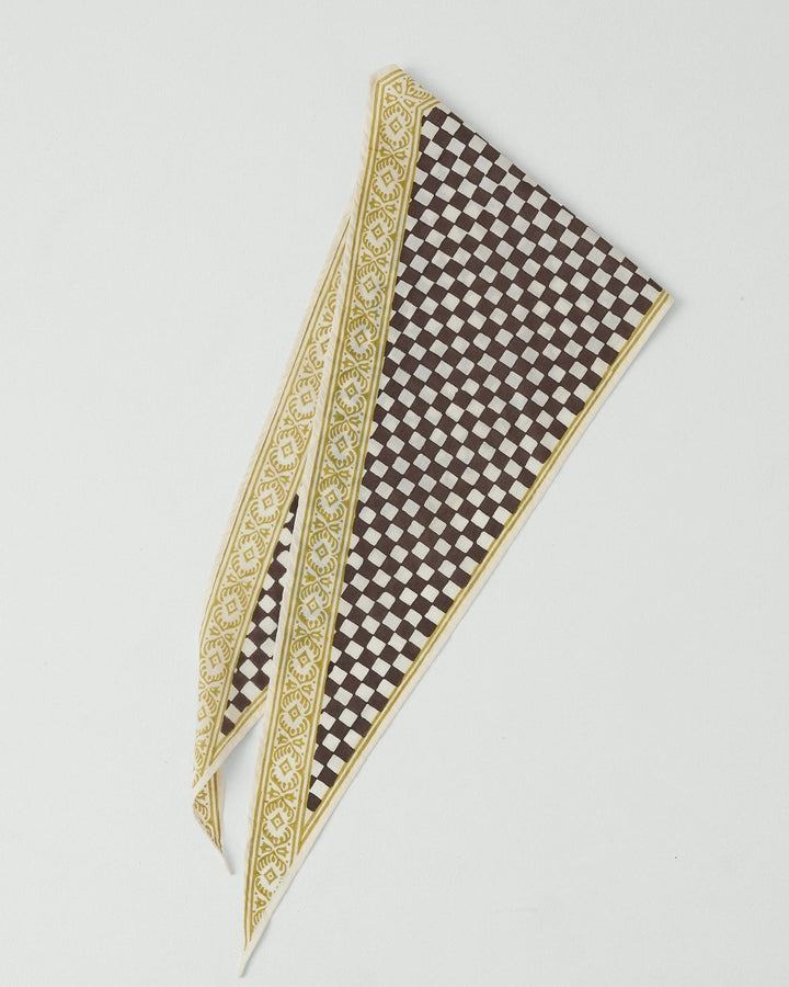 Toast | Block Print Cook check bandana | Dark Chocolate