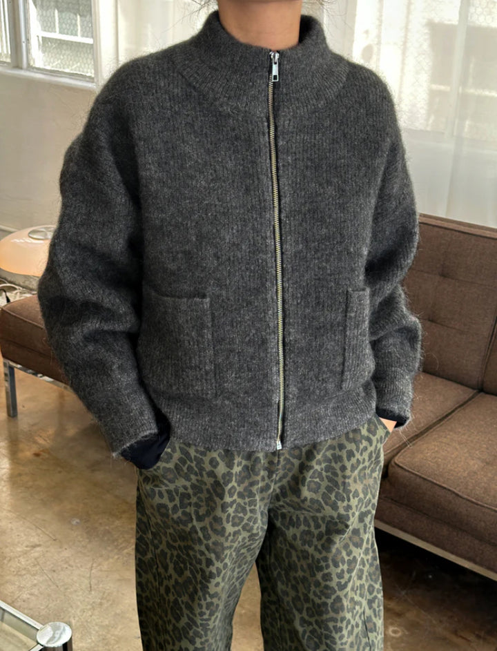 Le Bon Shoppe | Alpaca Zip Front Jacket | Charcoal