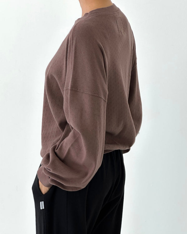 Le Bon Shoppe | Pointelle Core Sweatshirt | Chocolate