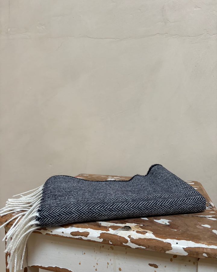 McNutt | Unisex Lambswool Scarf | Navy Herringbone