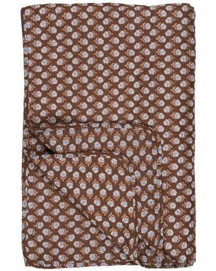 Ib Laursen | Quilt | Dark Brown with blue floral pattern