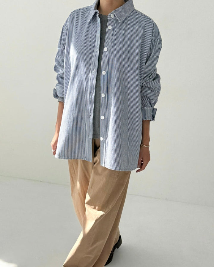 Le Bon Shoppe | Owen Heavy denim shirt | Blue Stripe