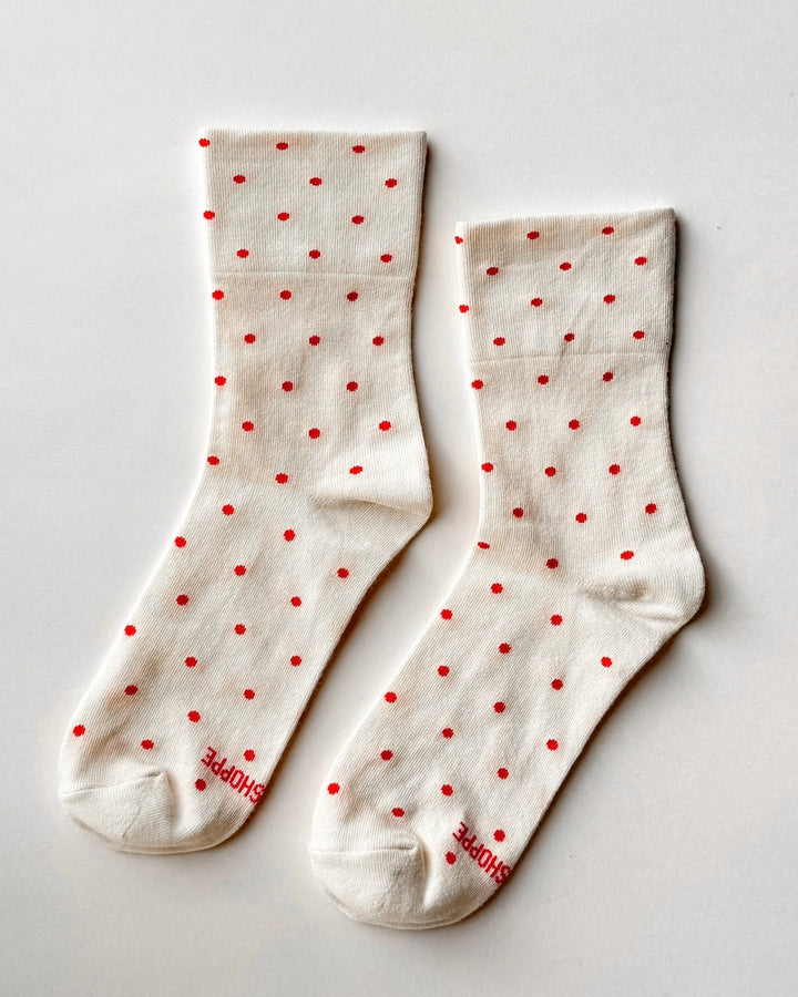 Le Bon Shoppe | Sneaker Socks | polka dot cream red