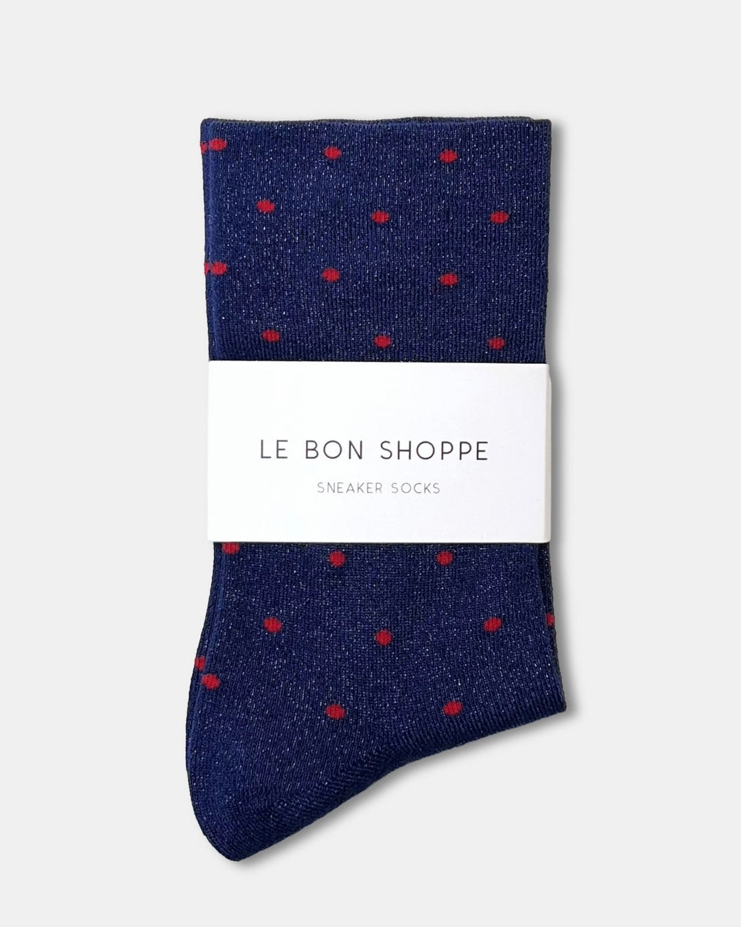 Le Bon Shoppe | Lurex Patterned Sneaker socks | Ink Blue/ Red