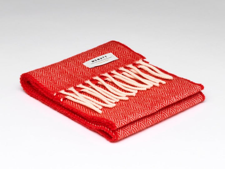 McNutt | Children's Lambswool Scarf | Red Herringbone