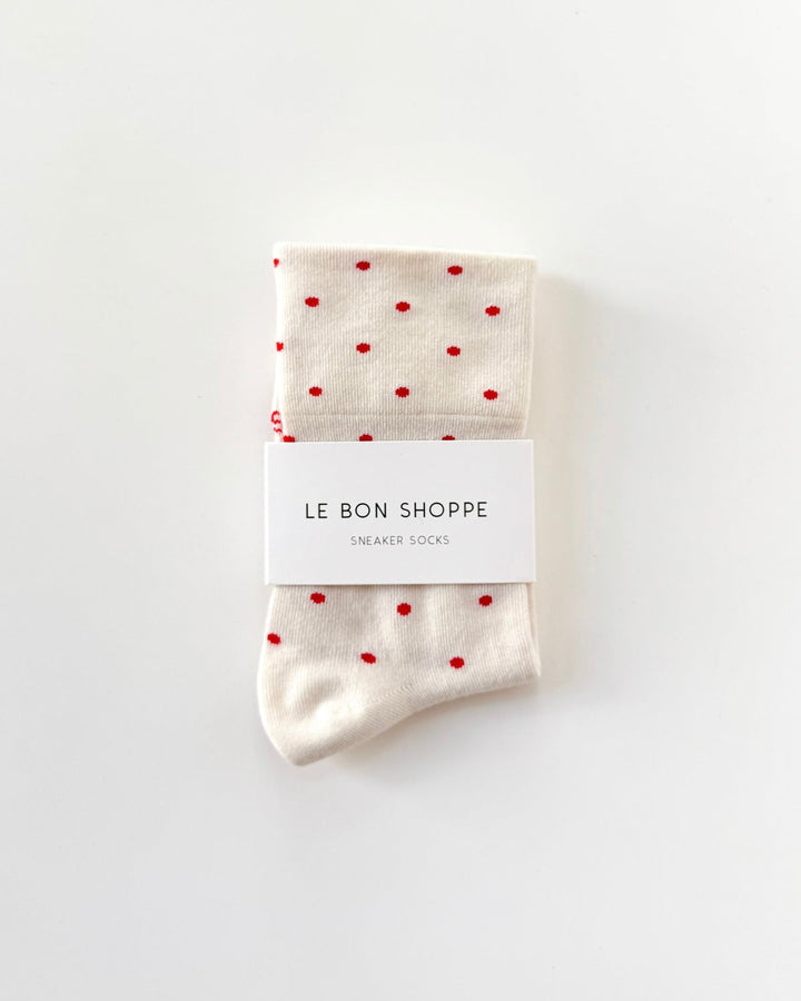 Le Bon Shoppe | Sneaker Socks | polka dot cream red