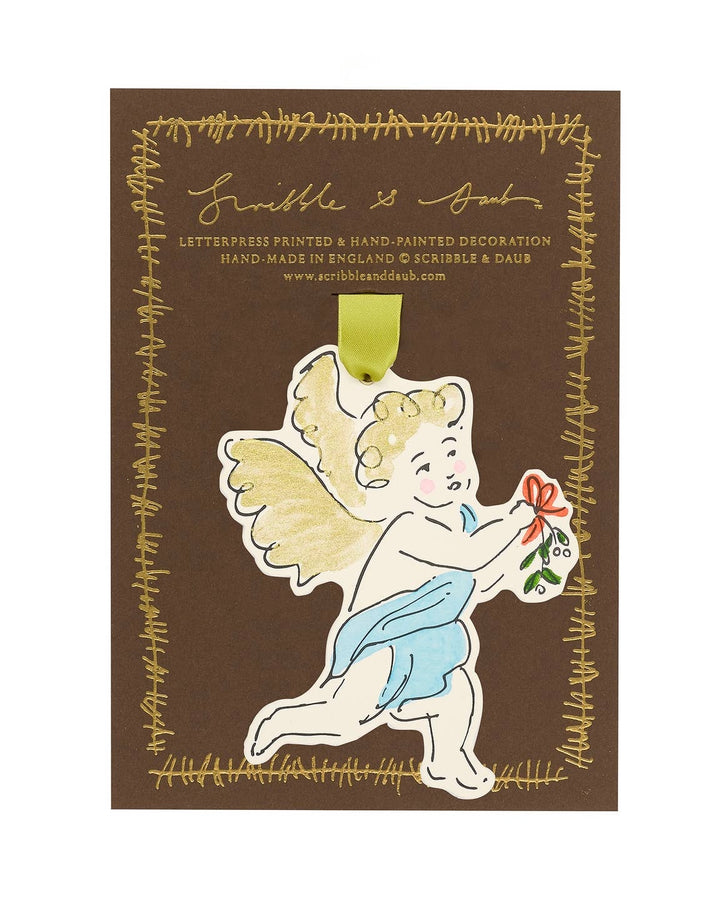 Scribble & Daub | Cherub kisses Christmas decoration