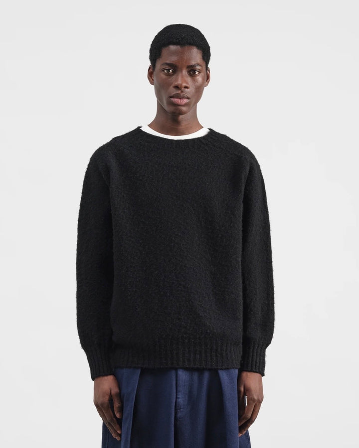 YMC | Suedehead Crew knit sweater | Black