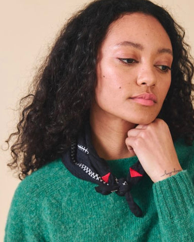 Sideline | Ella Neckerchief | Black with Stitching