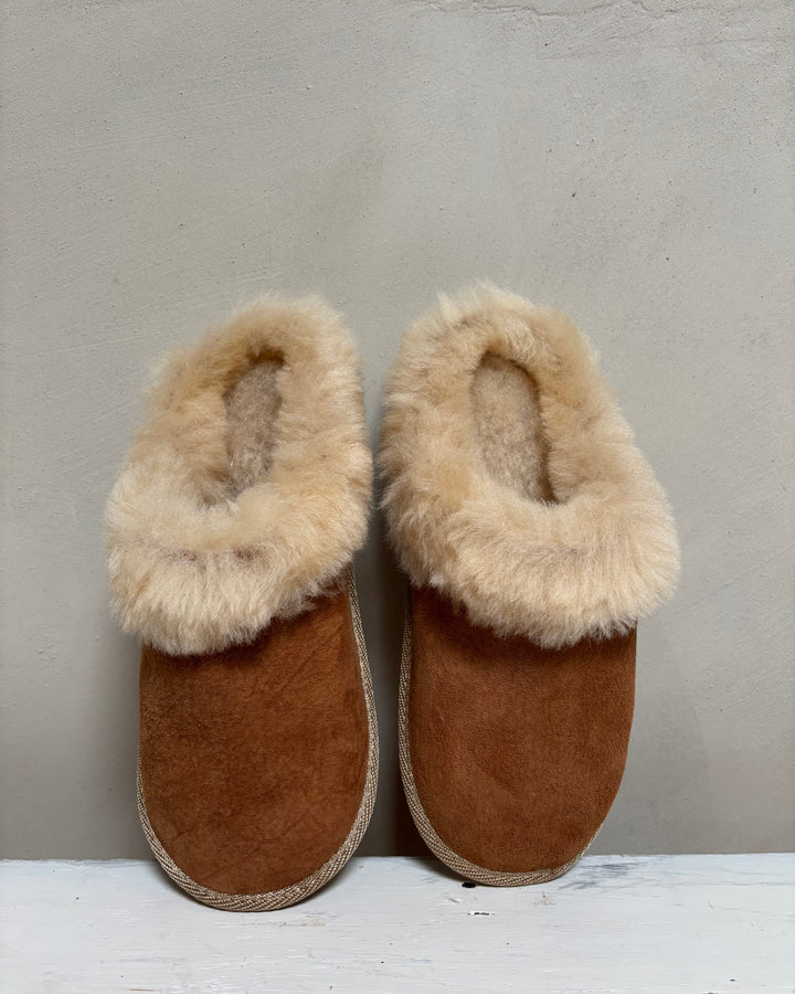 Unisex Sheepskin backless Slippers with Trim