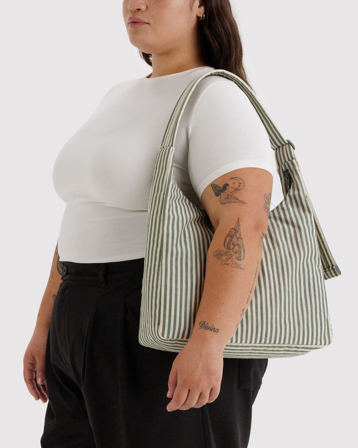 Baggu | Nylon Shoulder Bag | Sage Stripe